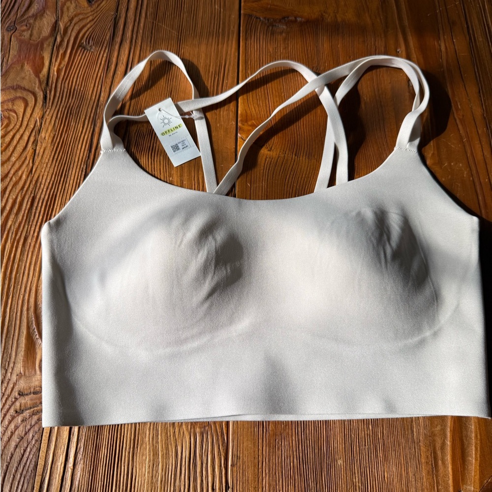 aerie White Seamless Strappy Bralette with Crisscross Straps - Picture 3 of 5